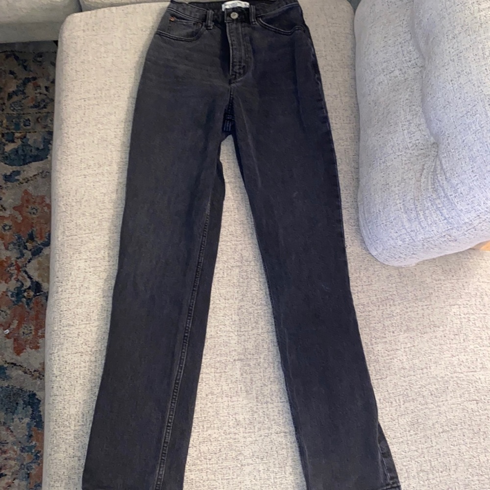 Abercrombie & Fitch 90s straight ultra high rise black jean in curve love
